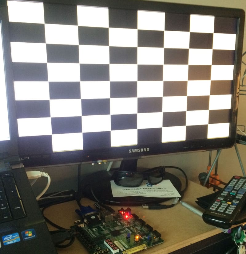 Checkerboard pattern displayed using the VGA controller.