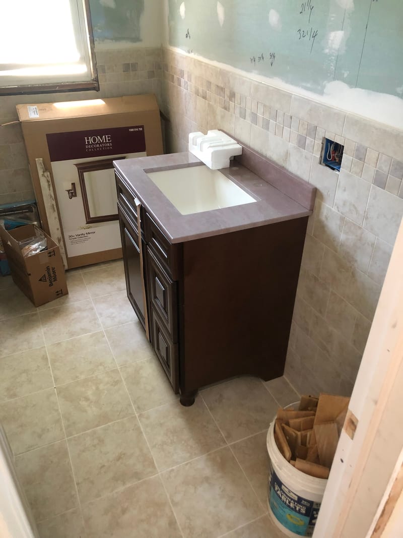 Vanity Secured and Top Test-Fitted