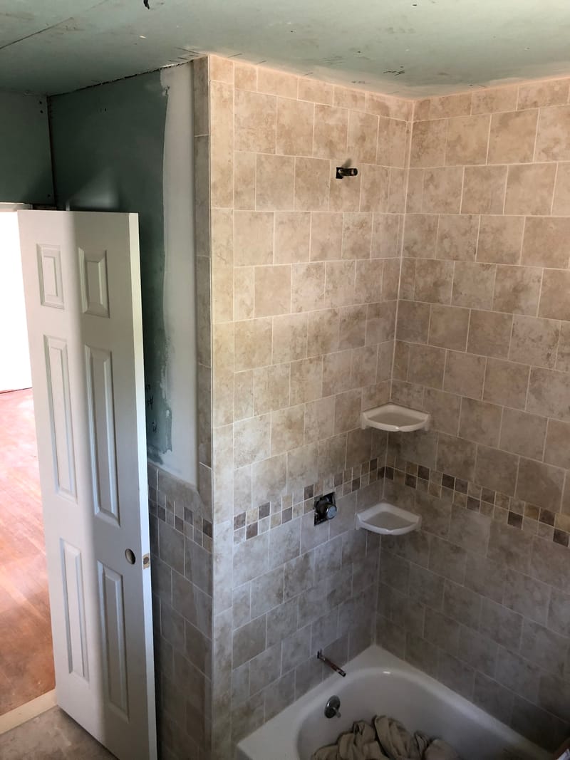 Shower Tile and Bathroom Half Wall