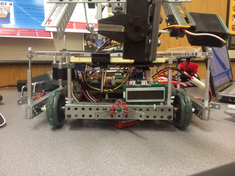 LCD screen, continuity sensor, and gripper servo.