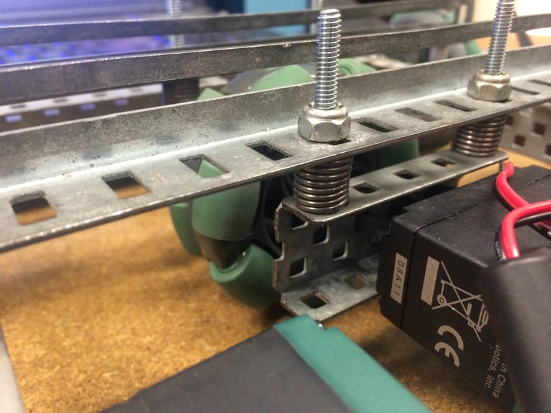 Suspension system for the center omni-directional wheel.