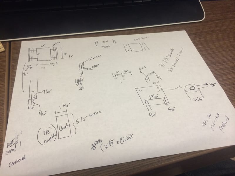 Dimensioning components for the laser cutter.