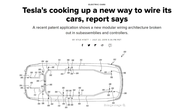 CNET Article — Tesla's cooking up a new way to wire its cars