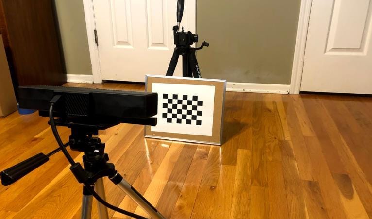 Figure 5: Physical Setup of Kinect and Calibration Photo